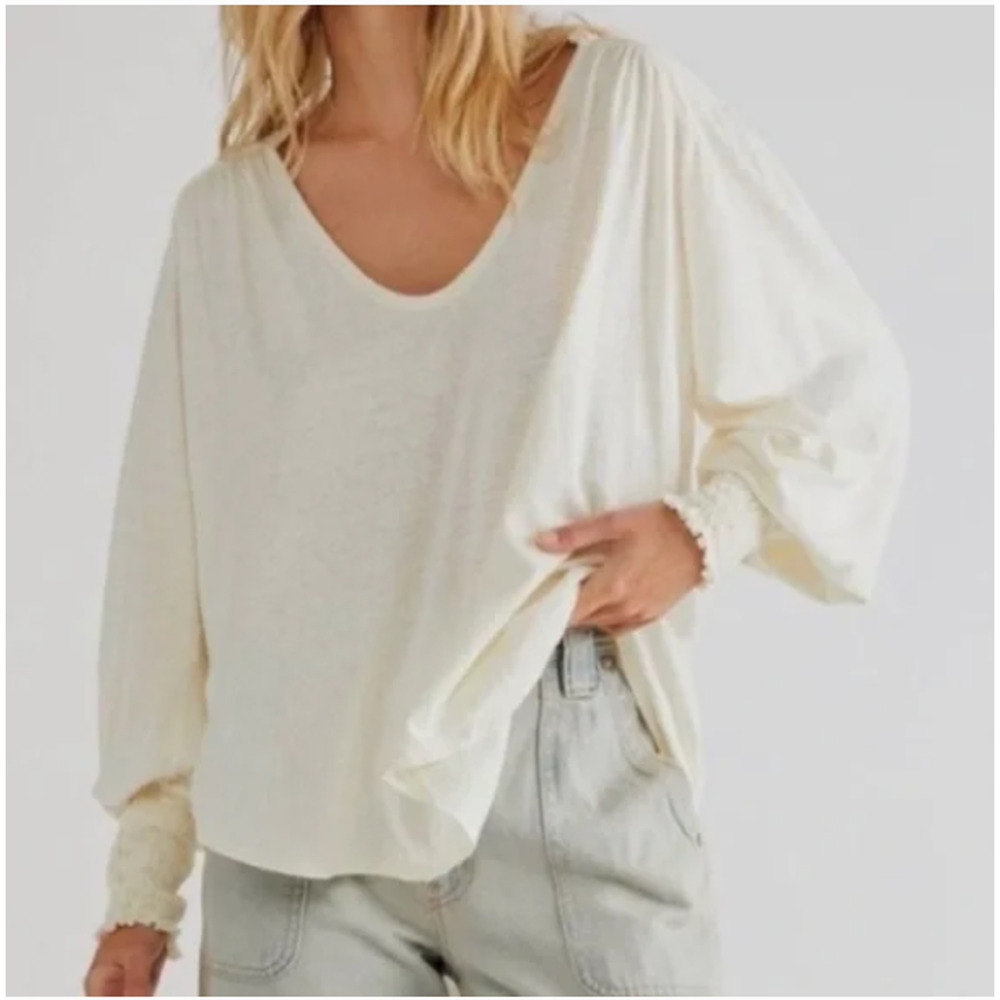 NEW! We The Free 'Bella' Long Sleeve Tee in IVORY (M)